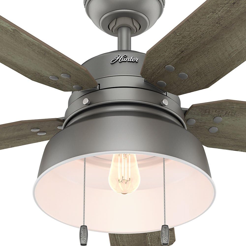 One-Day Sale: Up to 80% Off Hunter Mill Valley Indoor / Outdoor Ceiling Fan with LED Light and Pull Chain Control, 52, Matte Silver Review Hunter Mill Valley Indoor / Outdoor Ceiling Fan with LED Light and Pull Chain Control, 52, Matte Silver