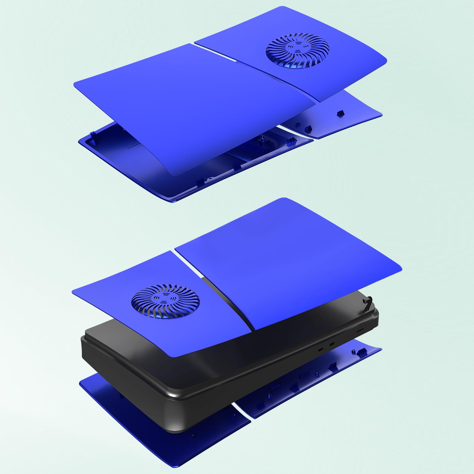 Cubierta de Placas de Repuesto para PS5 Slim Consola Edición Digital, Placas Laterales con Rejillas de Ventilación Carcasa Personalizada Funda ABS Anti-Rayaduras Accesorios, Azul