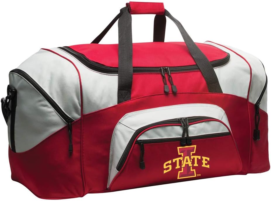 Large Iowa State Duffel Bag Suitcase or ISU Cyclones Gym Gear Travel Duffle Bag (Red)