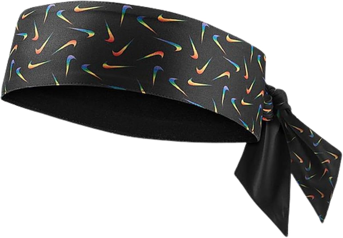 Nike Dri-Fit Head Tie 2.0 Corbata reversible estampada, talla única, negro/pimento/naranja Blaze