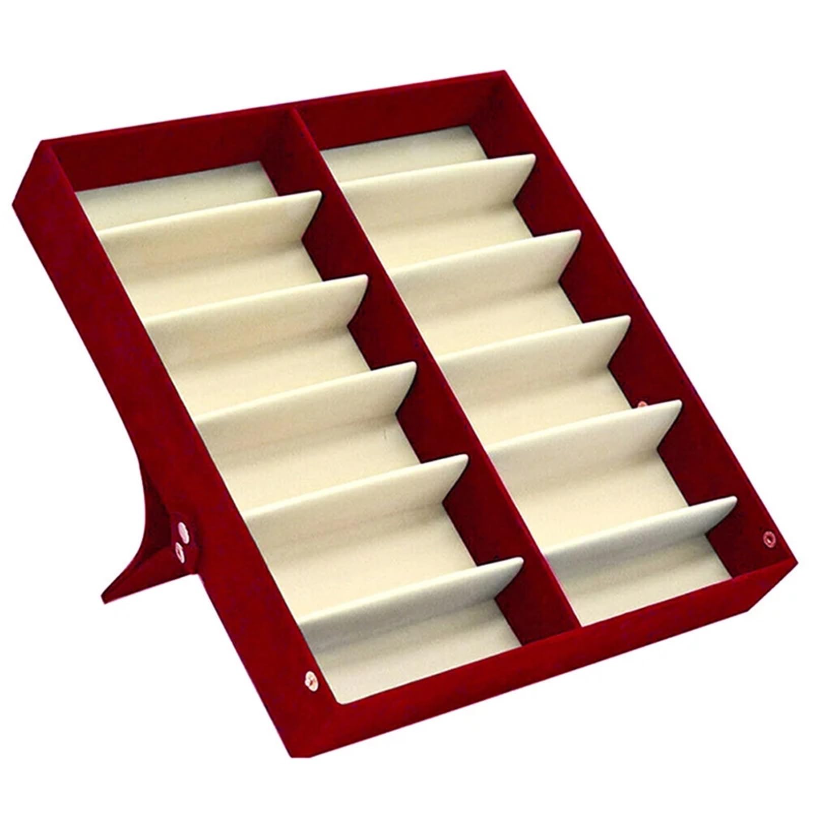 Scatola per Occhiali da Sole Vetrina for Occhiali Pieghevoli Spessi 12 Paia Scatola for Occhiali da Sole Scatola portaoggetti Organizador Rangement Cajas De Almacenamiento(Red)