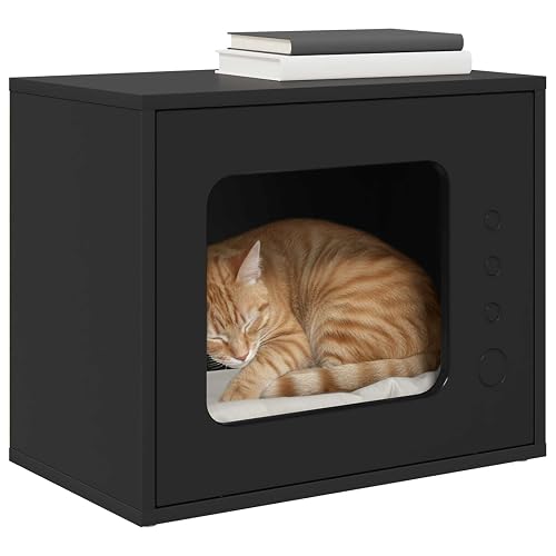 vidaXL Casa para Gatos Negro 51 x 30 x 42,5 cm Madera de ingeniería