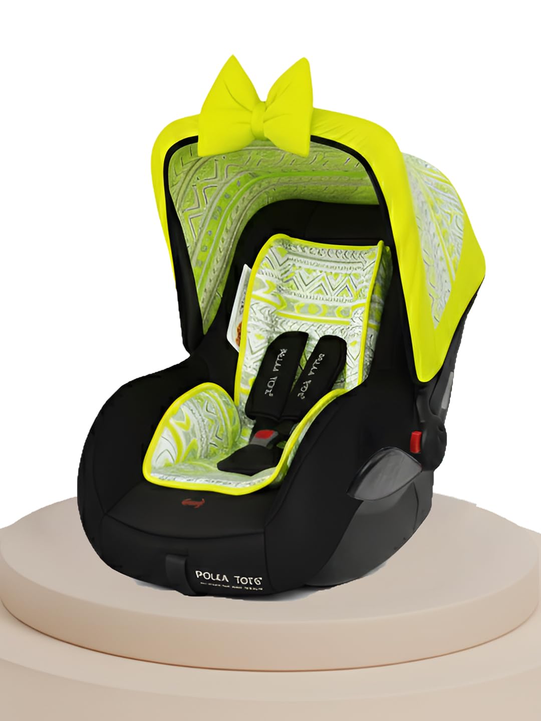 Polka Tots 5 in 1 Green Baby Car Seat for 0 to 15 Month New Born Toddler, Convertible Infant Carry Cot with Reclining Position, Safety Rocker & Feeding Seat Adjustable with Cushion-image-44
