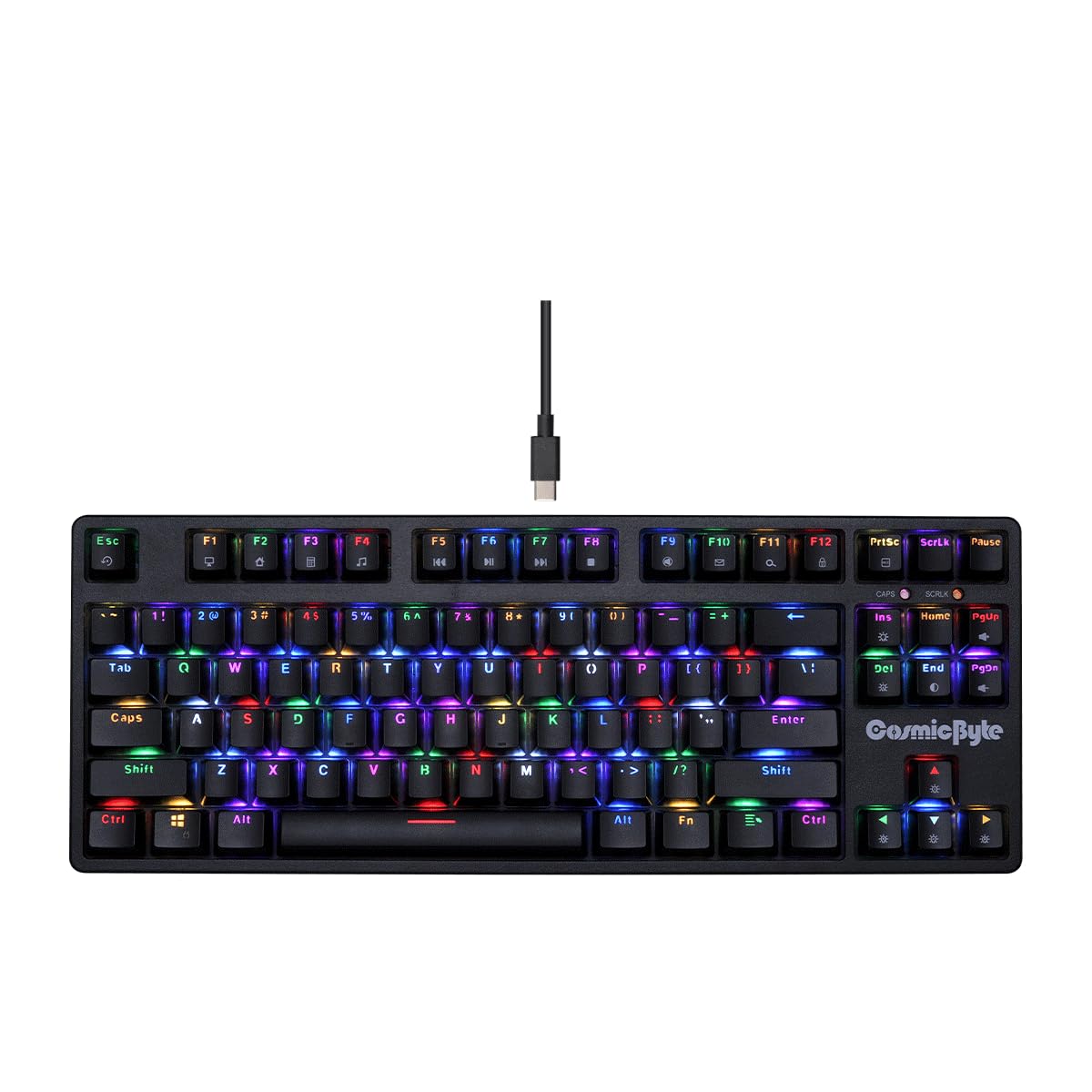 Cosmic Byte CB-GK-38 Trinity Wired Optical Swappable Blue Switch Keyboard, Per Key RGB, 100 Million Life Switches, Fast Response, Software Support (Black)