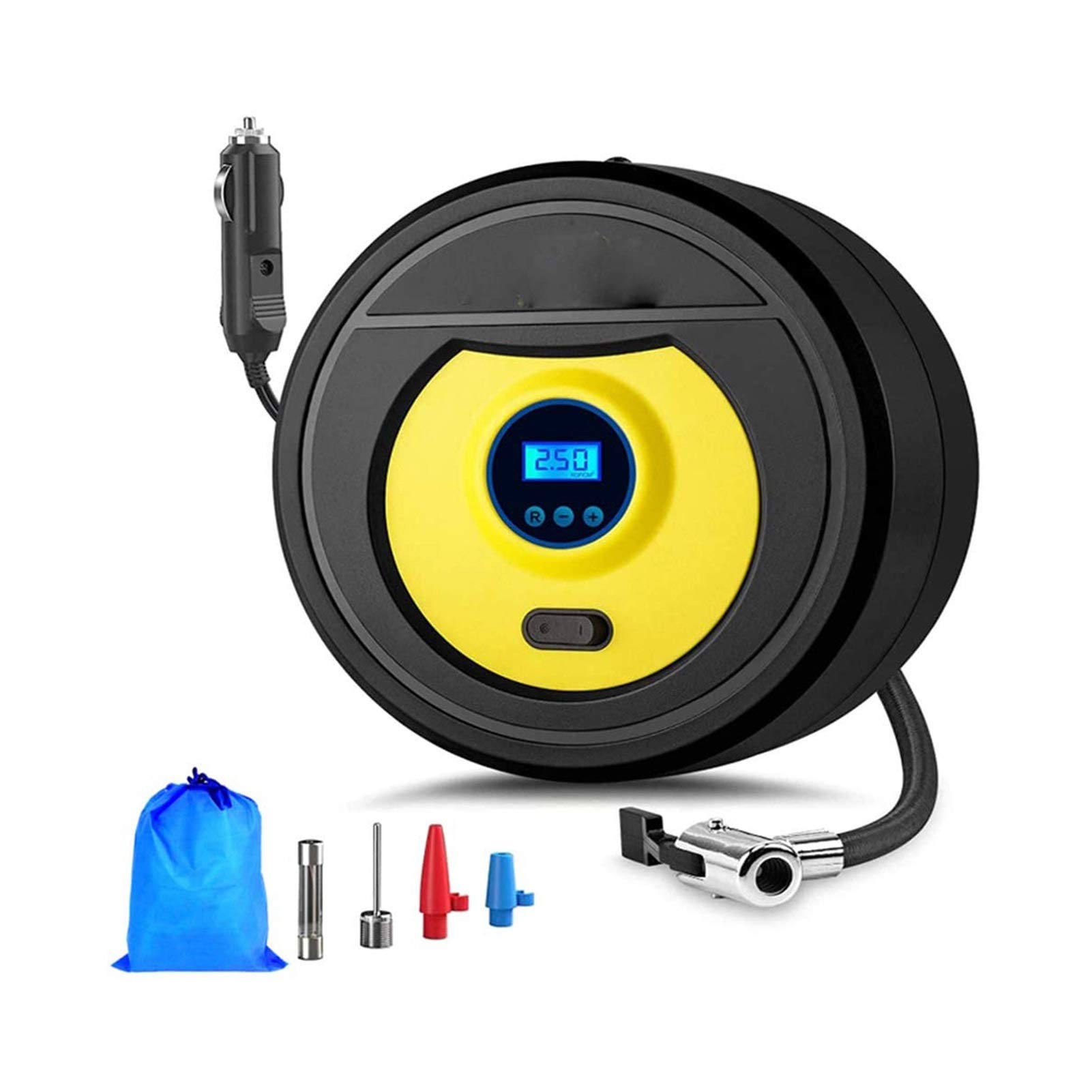 Inflador de neumáticos, compresor de aire portátil, digital 12 V CC 150 PSI, pantalla LCD digital con manómetro de apagado automático, bomba de aire for neumáticos de coche con flujo de aire de 35 l/m
