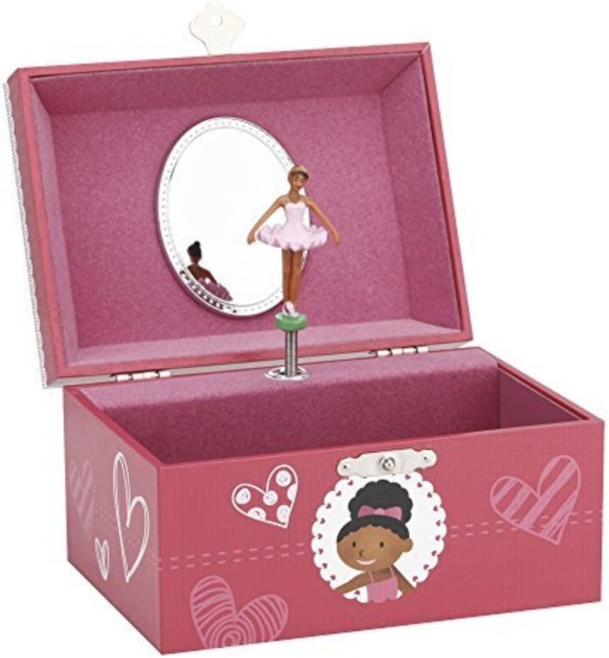 Jewelkeeper Girl's Musical Jewelry Storage Box with Dancing Ballerina, Pretty Hearts Design, Swan Lake Tune