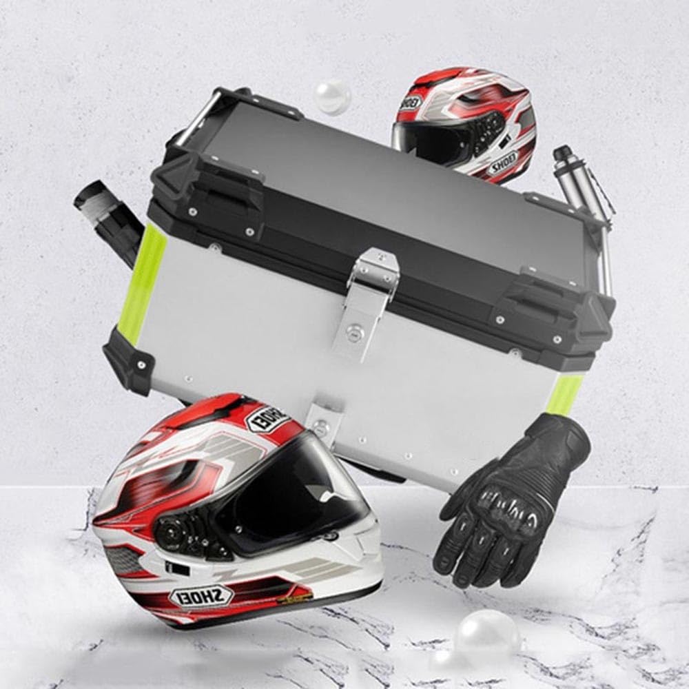 Top Case Moto en Aluminium Coffre pour Moto 45L 55L 65L 80L 100L Valise pour Moto avec Serrure De Sécuritz, Topcase Universel(Noir,45L)