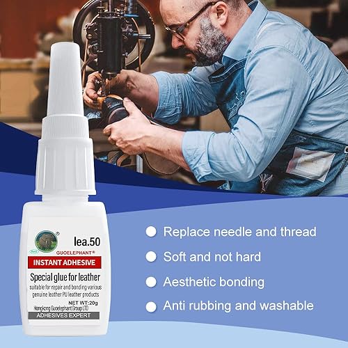 Miniatura 2 de Pegamento de cuero de 0.71 oz, adhesivo de cuero, pegamento fuerte instantáneo para unir cuero, cuero y telas y sustratos de diferentes materiales,