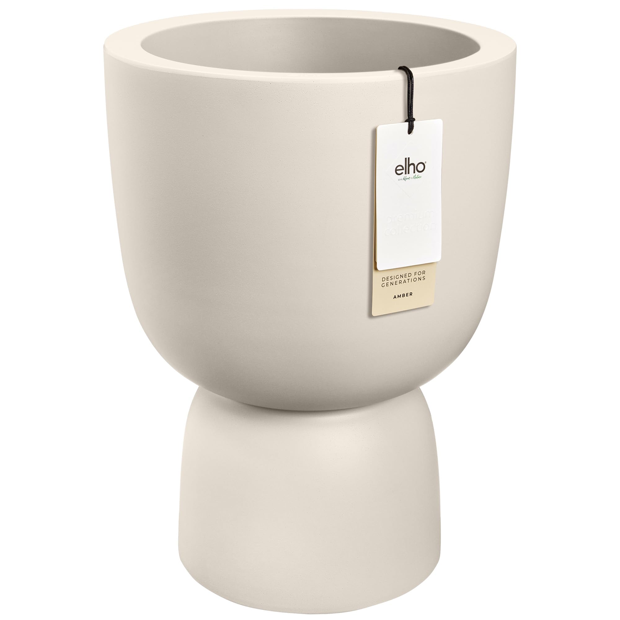 Elho Linen White Amber Coupe Round 35 - Plant Pot For Indoor & Outdoor - 100% Recycled Plastic - Ø 34.9 X H 49.0 Cm - White