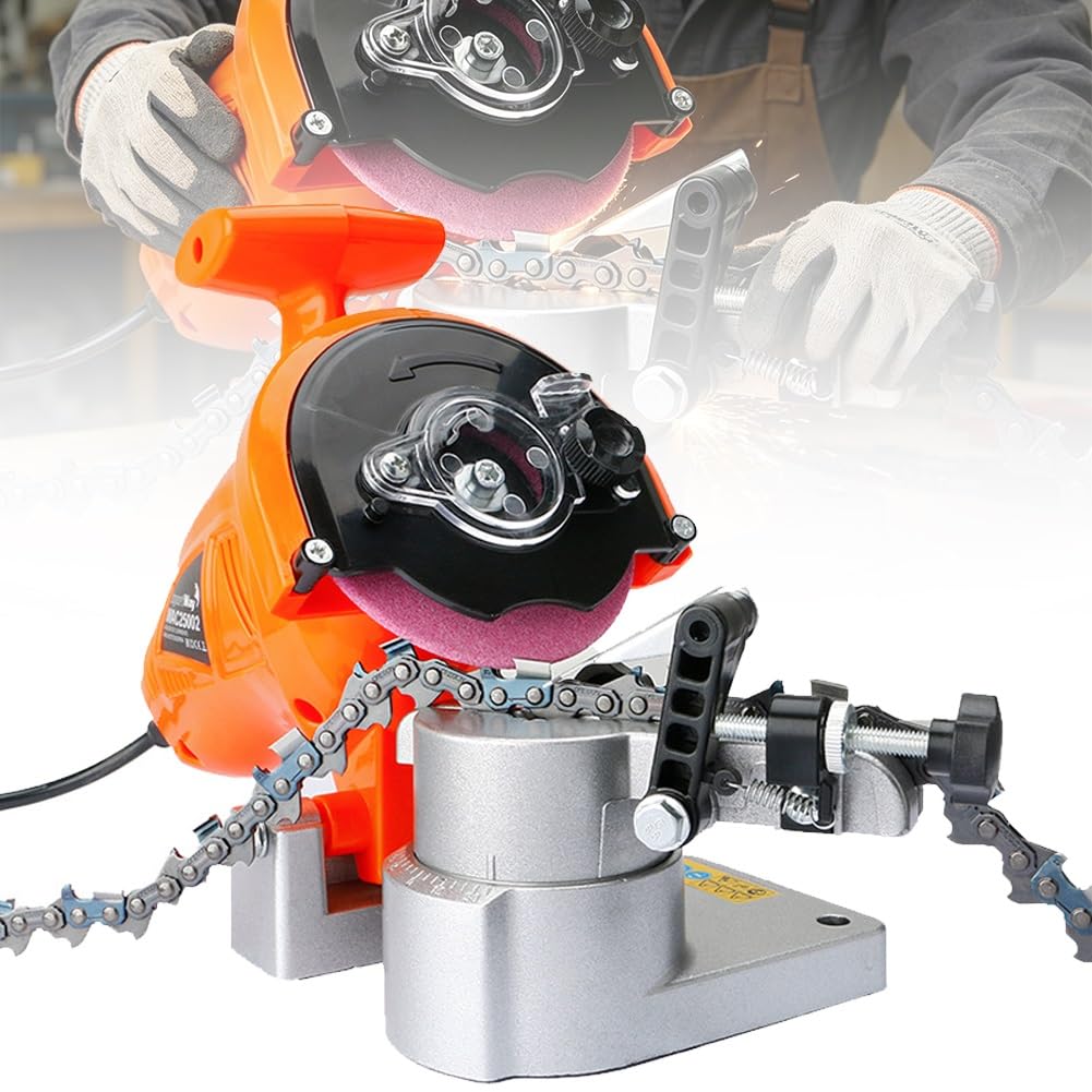 Afilador de Mesa para Cadenas de Motosierra | Con 3 Discos de Amolado, Velocidad de Rotación de 8.400rpm