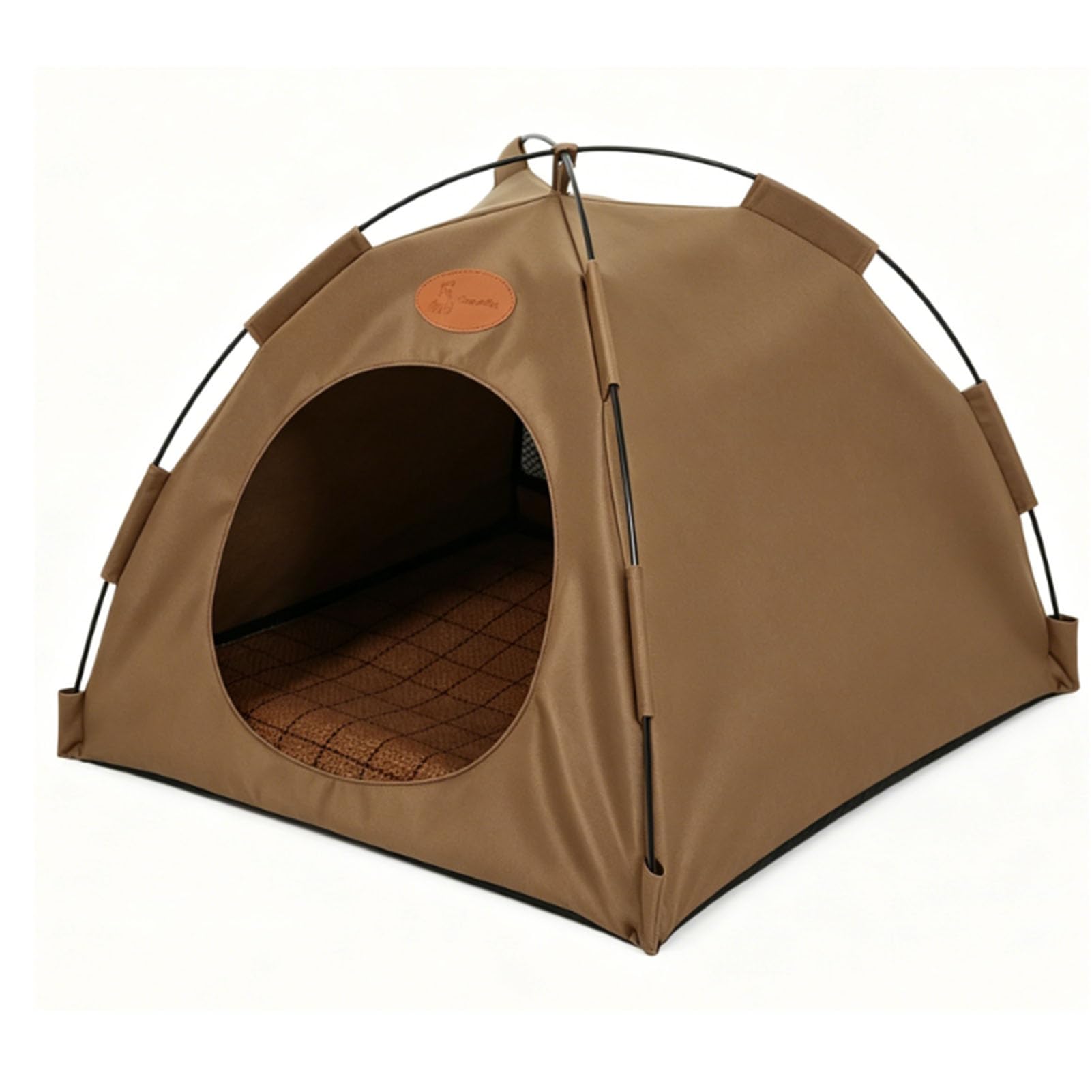 AMONIDA Tenda per Gatti, Letto Accogliente Dal Design Traspirante e Portatile per Uso Interno Ed Esterno, Materiale in Tela (Caffè con Mat)