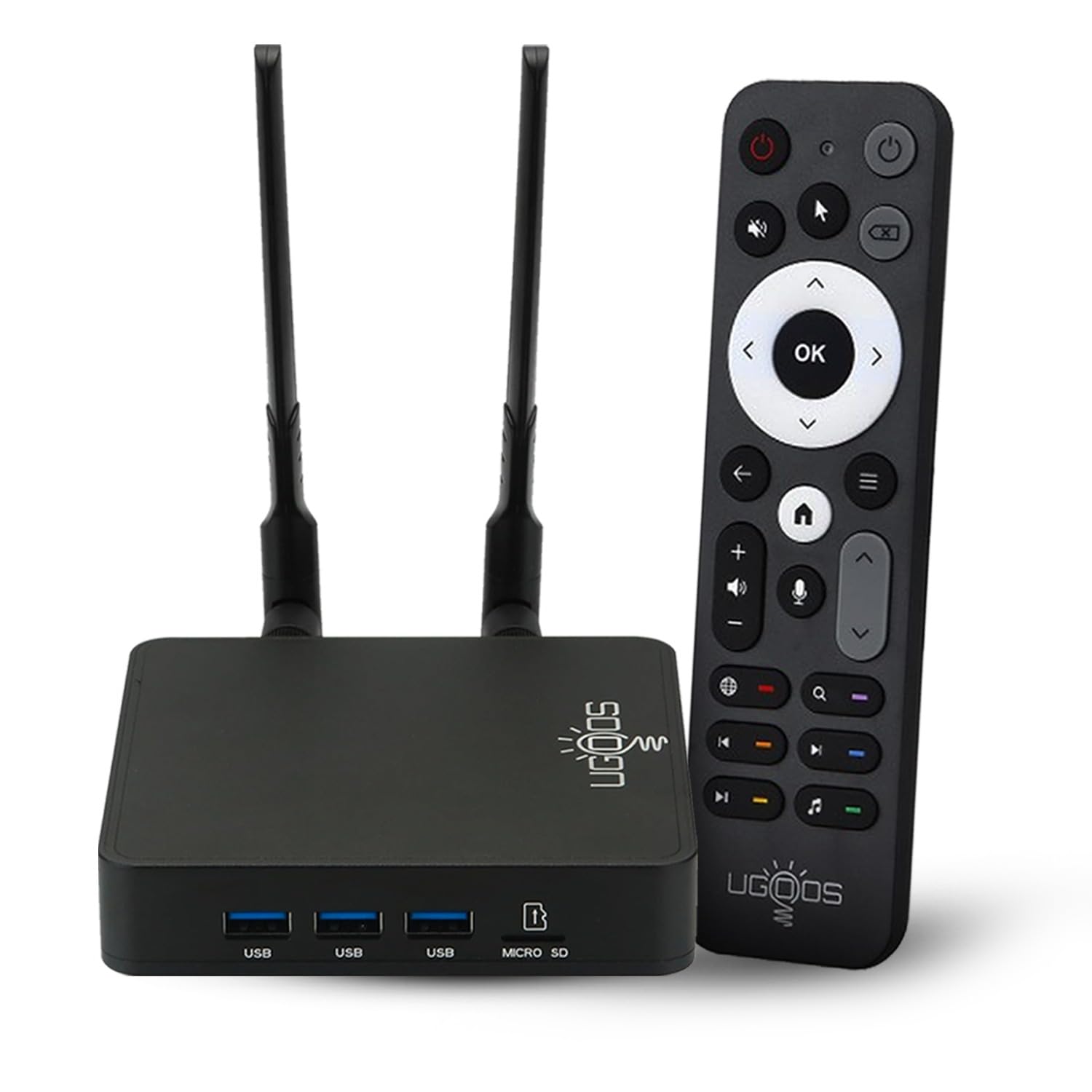 UGOOS AM9 64-Bit Android Media Player, 4K HDR TV Box with Bluetooth Remote, Amlogic S905X5 Quad-Core, 4 GB RAM, 64 GB Storage, Wi-Fi 6, Bluetooth 5.2,