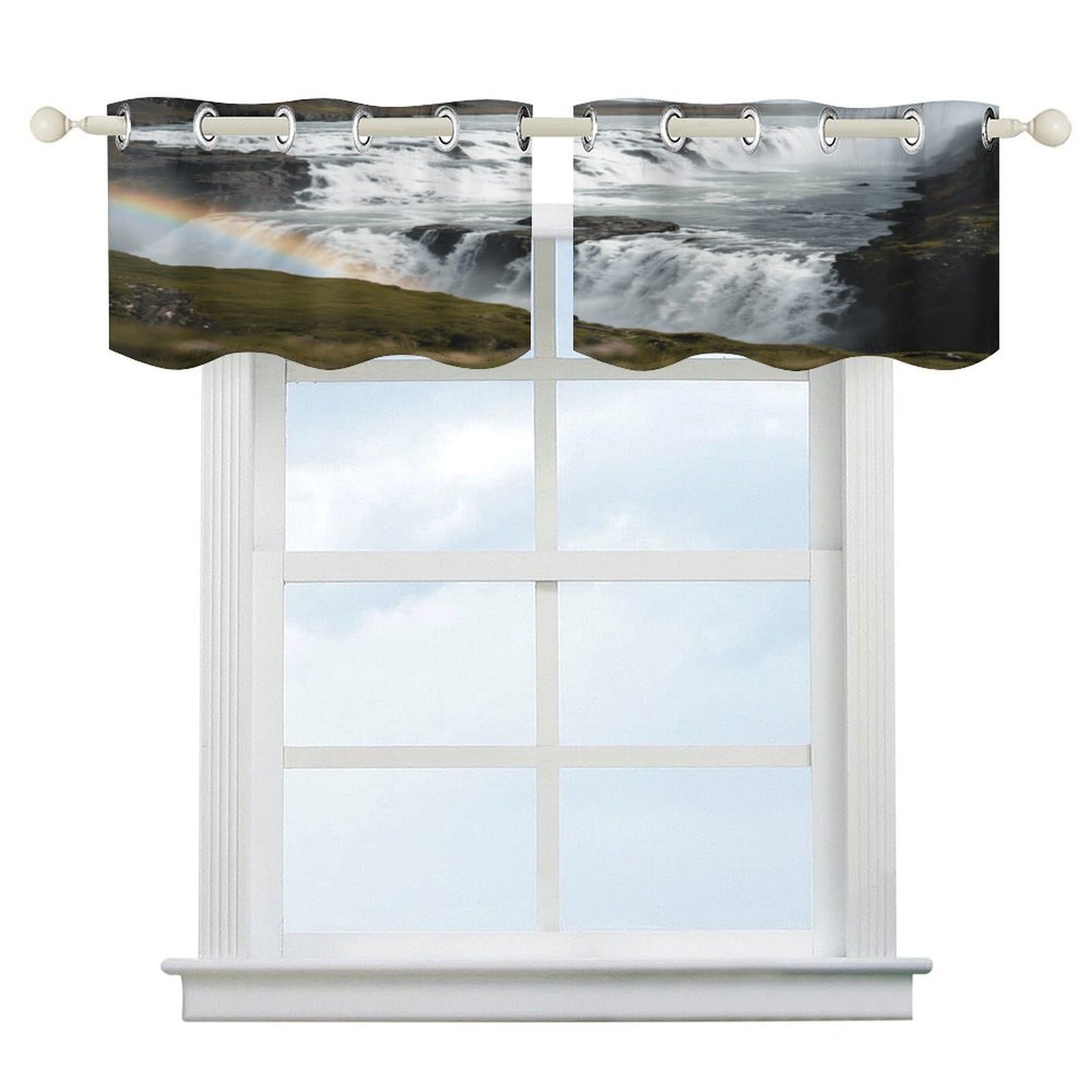 Fekiloot Style Golden Waterfall Rainbow Short Curtains Valance Curtain