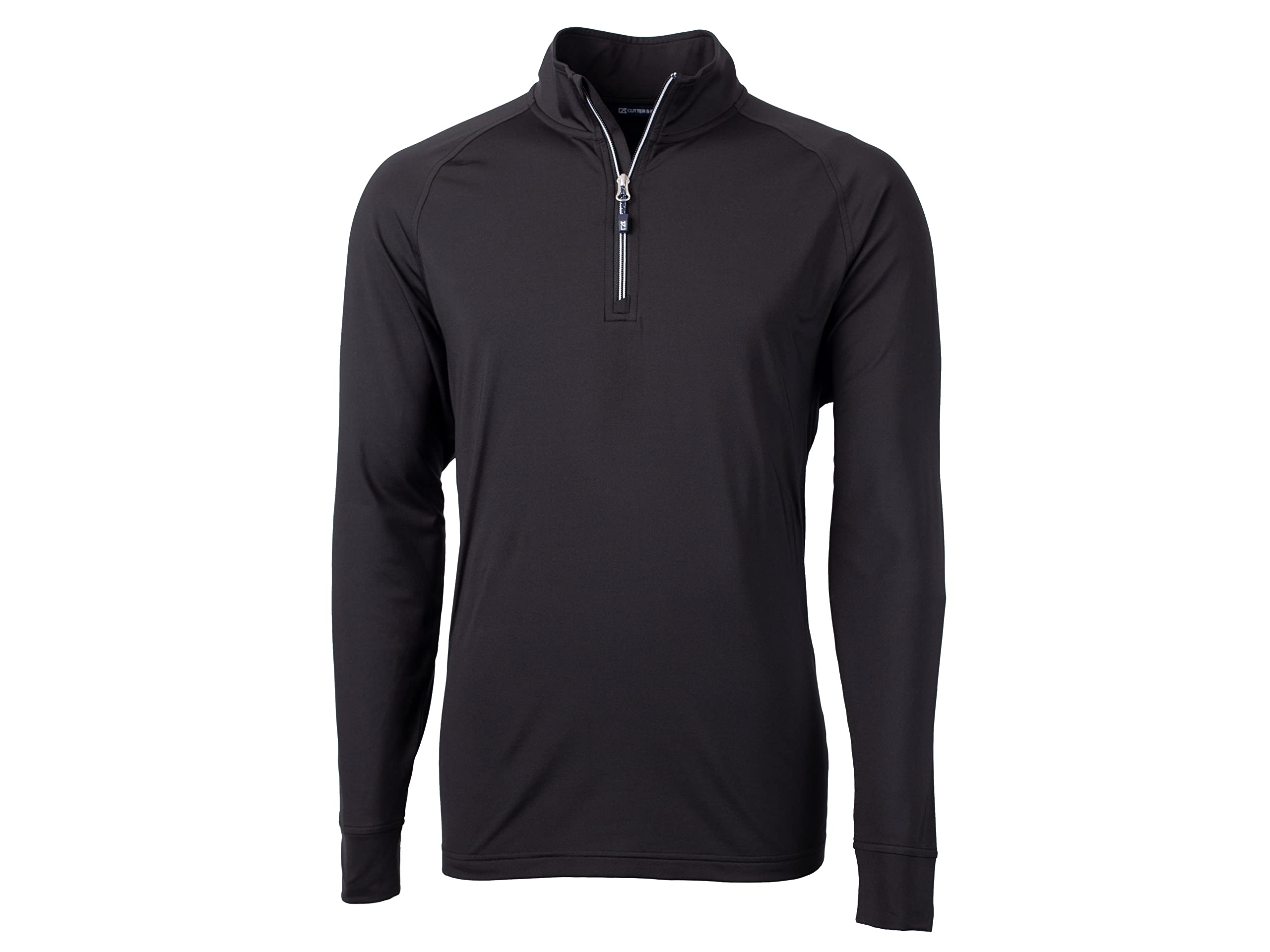 Cutter & Buck Men's Long Sleeve Adapt Eco Knit Quarter Zip Pullover Shirt, Black, Medium