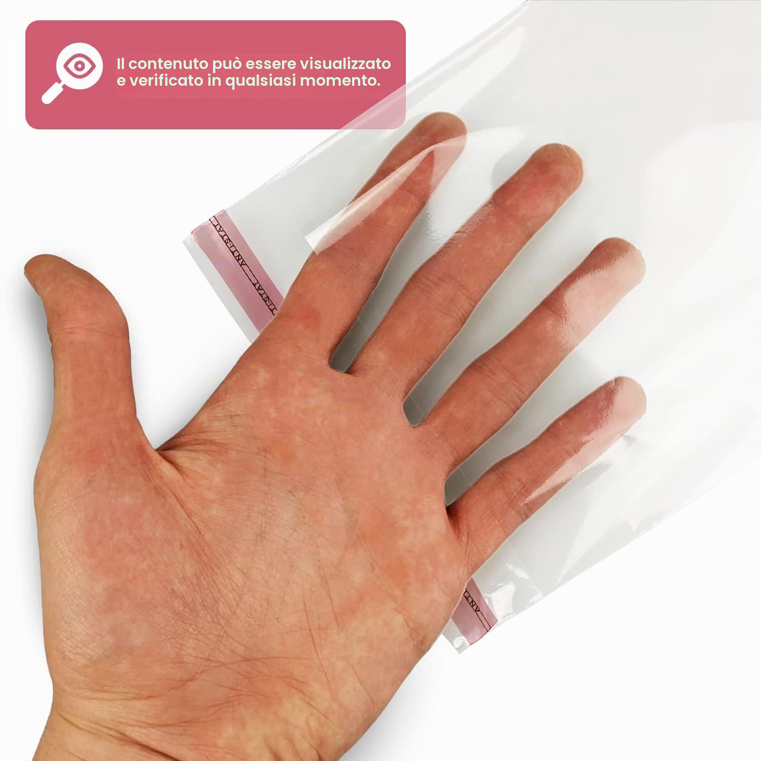 Netuno Bustine trasparenti autoadesivi 13,5 x 18,5 cm polipropilene sacchetti protettive per vestiti documenti