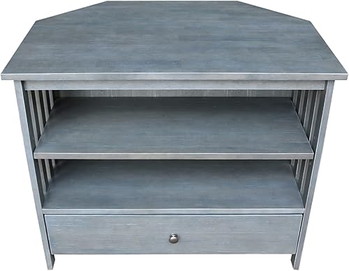 Miniatura 27 de IC International Concepts, Mission Corner Enteinment / Soporte de TV, madera auténtica maciza, madera de parawood resistente, 35 x 24 x 29, montaje