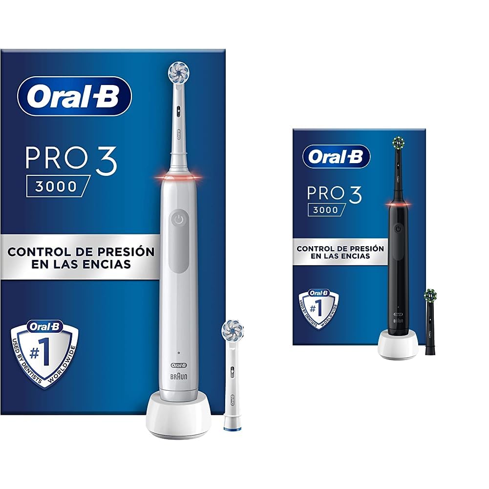 Oral-B Pro 3 3000 Cepillo de Dientes Eléctrico con Mango Recargable y 2 Cabezales, Diseñado por Braun - Blanco & Pro 3 3000 Cepillo de Dientes Eléctrico con Mango Recargable y 2 Cabezales, Diseñado
