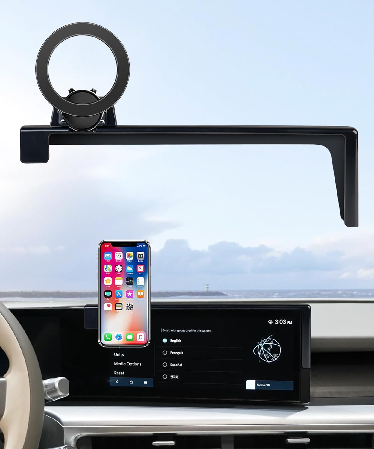 Car Phone Holder for 2025 Hyundai Ioniq 9 Accessories 12.3-Inch Screen Fixed Clip, 360° Rotation Phone Mount Compatible with MagSafe, Cell Phone Holder Does Not Affect Air Vent