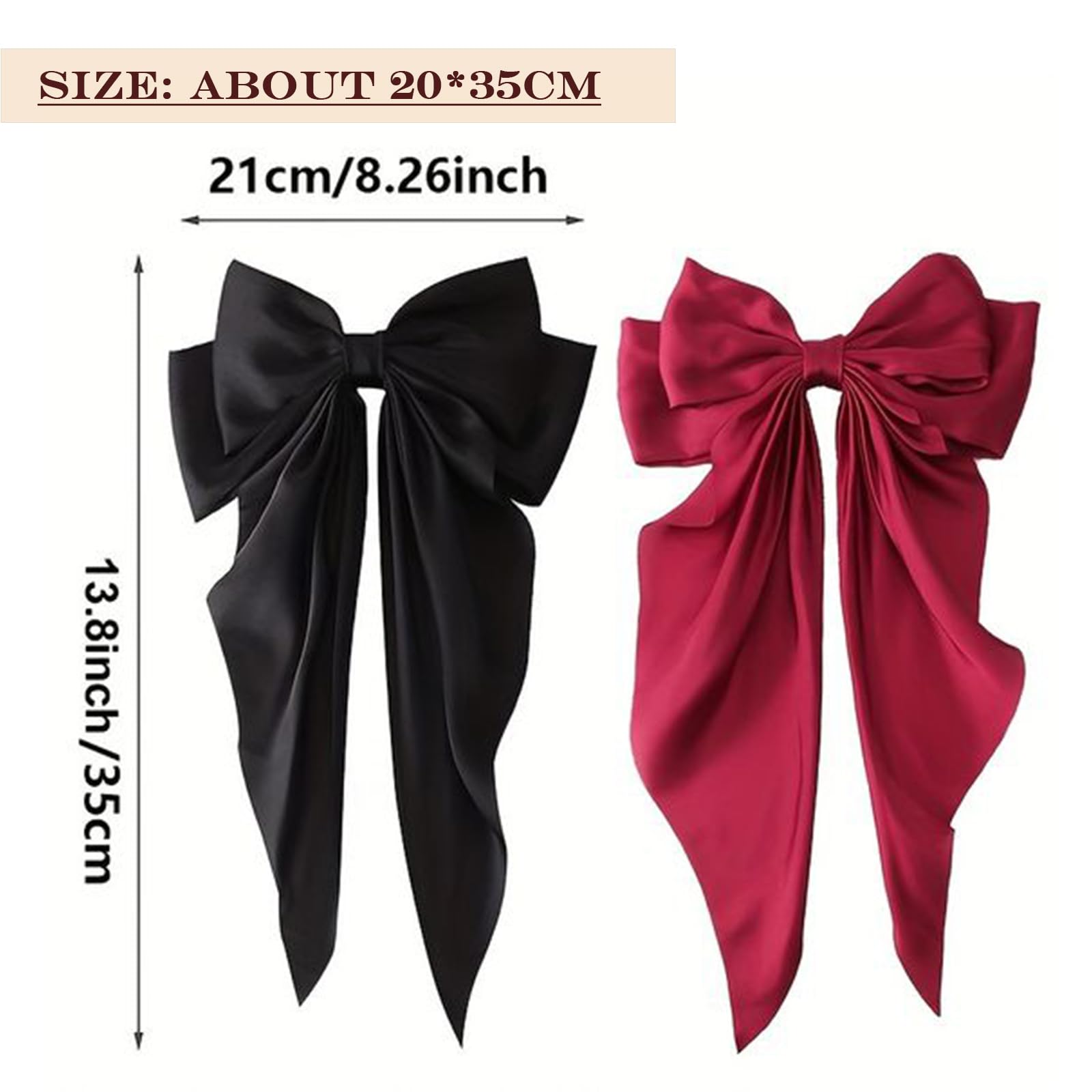 NOT FOR SALE - Black Satin Hair Bow Clip Oversized Long Tail Coquette Barrette Large Black Satin Hair Bow, Long Tail Barrette, Coquette  main image 2
