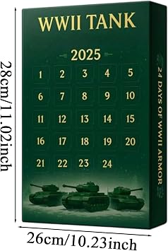 Christmas Tank Advent Calendars 2026, 24 Days Realistic Tank Ornament Countdown Calendar, 2D Acrylic Tanks Ornaments, For Tree Decor