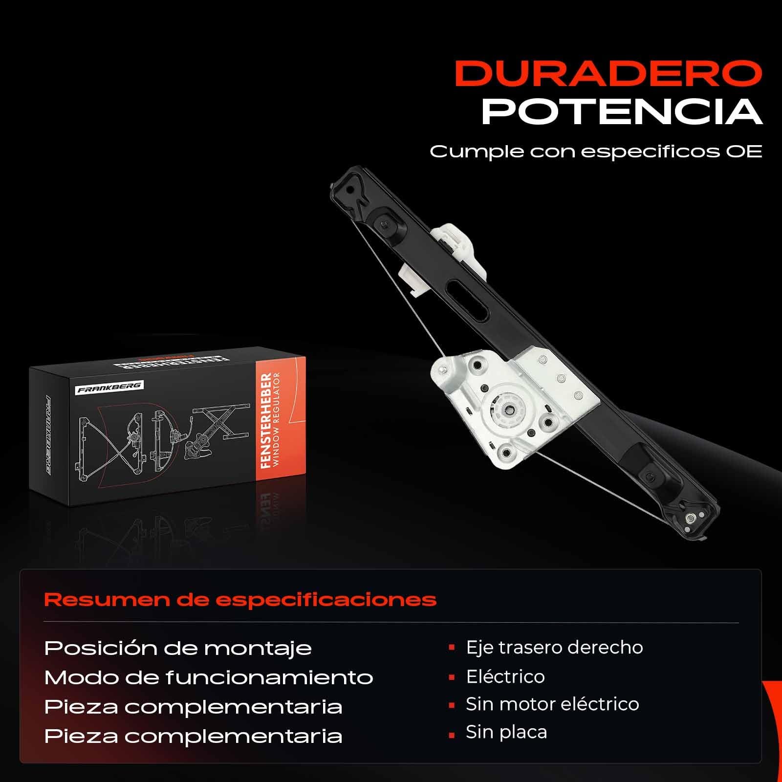 Frankberg Elevalunas Mecanismo elevalunas Eléctrico sin Motor Trasero derecho Sin placa 4/5-Puerta Compatible con Serie 3 Touring E91 Serie 3 E90 Replace# 51357140590