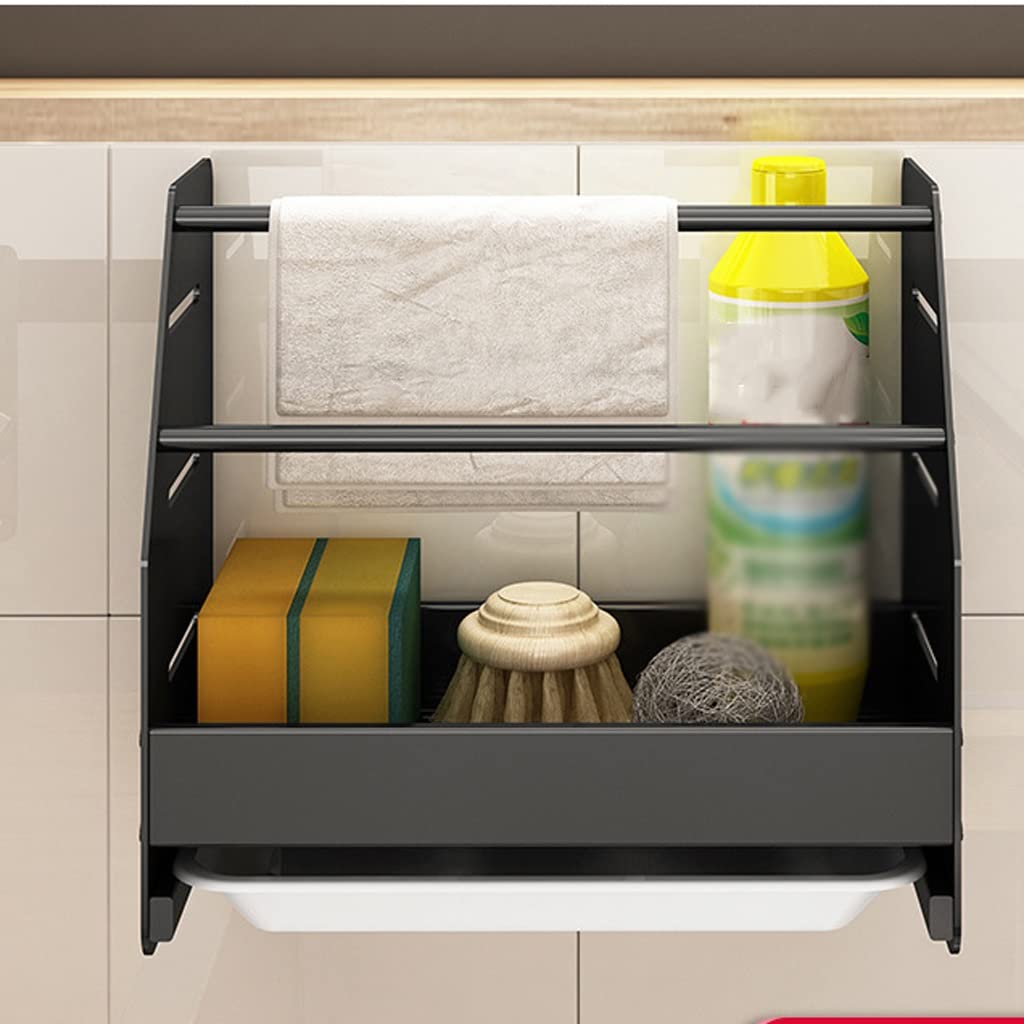 Mensole da Cucina, Porta Stracci, lavello, Spugna, Montaggio a Parete, scolapiatti, Forniture Daquan Rack ge Rack (Color