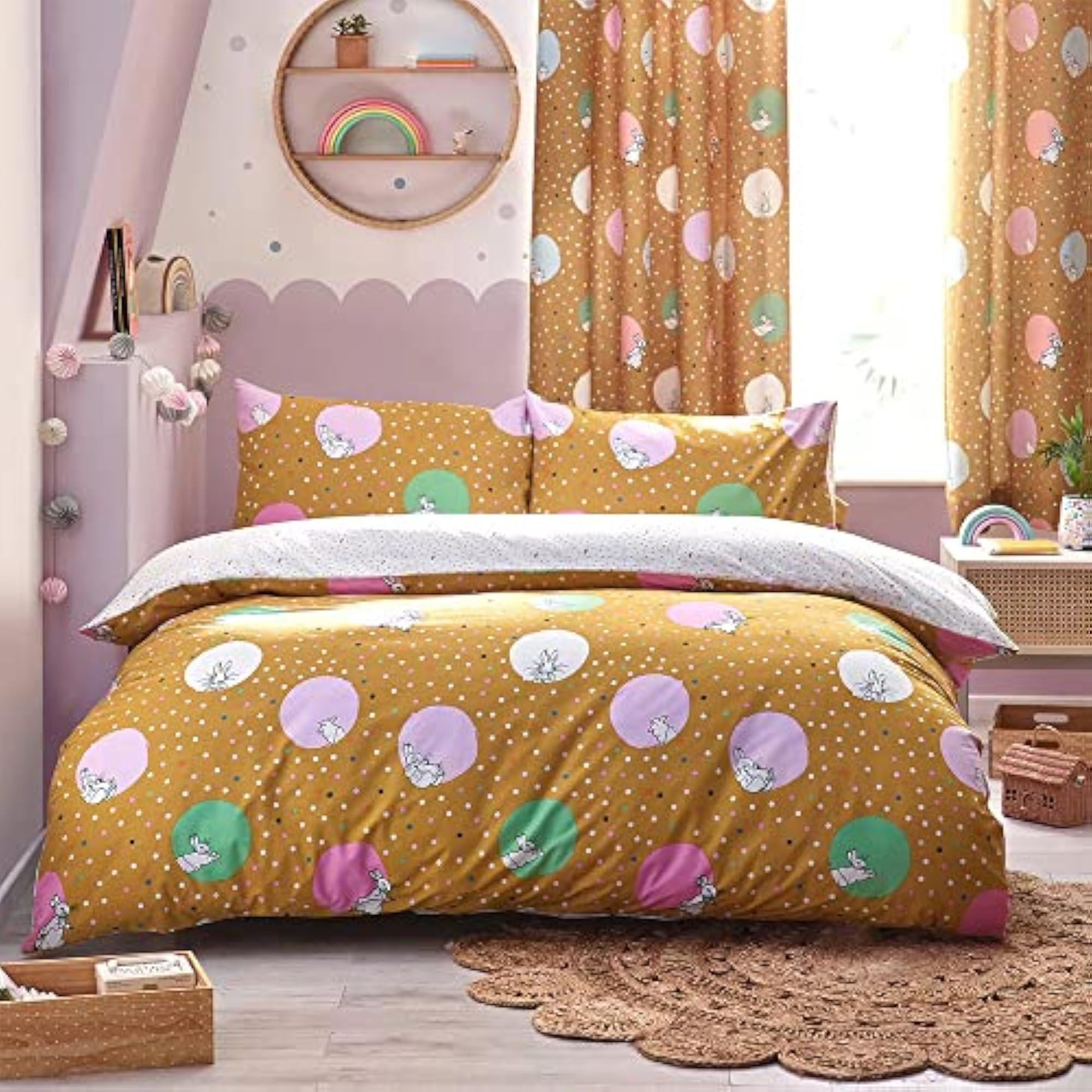 Peter Rabbit Dotty Duvet Cover Set, Ochre