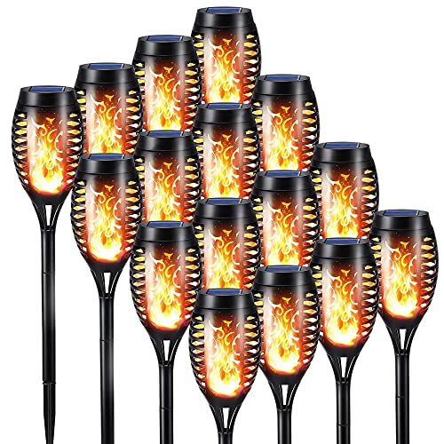 16 Piezas Luces de llamas Solar Exterior Jardin - NEXVIN Antorchas Solares Exterior con llamas Realistas, IP65 Impermeable, Decoración Luces para Césped y Camino, Jardín, Pasillo Cover