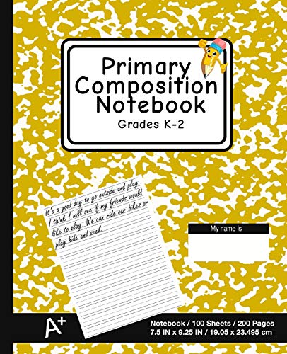 Primary Composition Notebook: School Marble Yellow - K-2nd Grade Composition Journal Pad , For Alphabet Writing Practice, [Back To School Essential] image 3