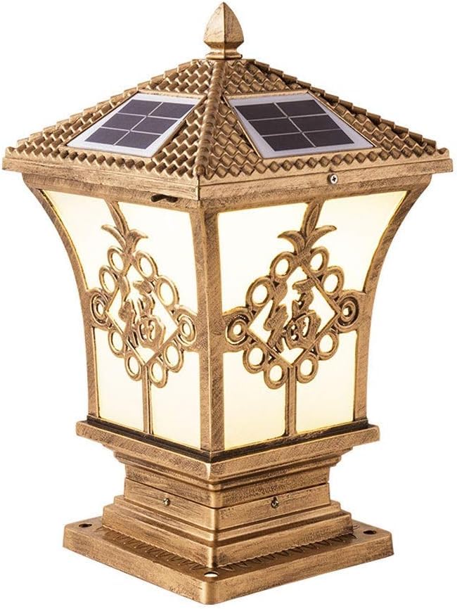 Phares solaires à colonne extérieurs étanches pour pilier de jardin traditionnel