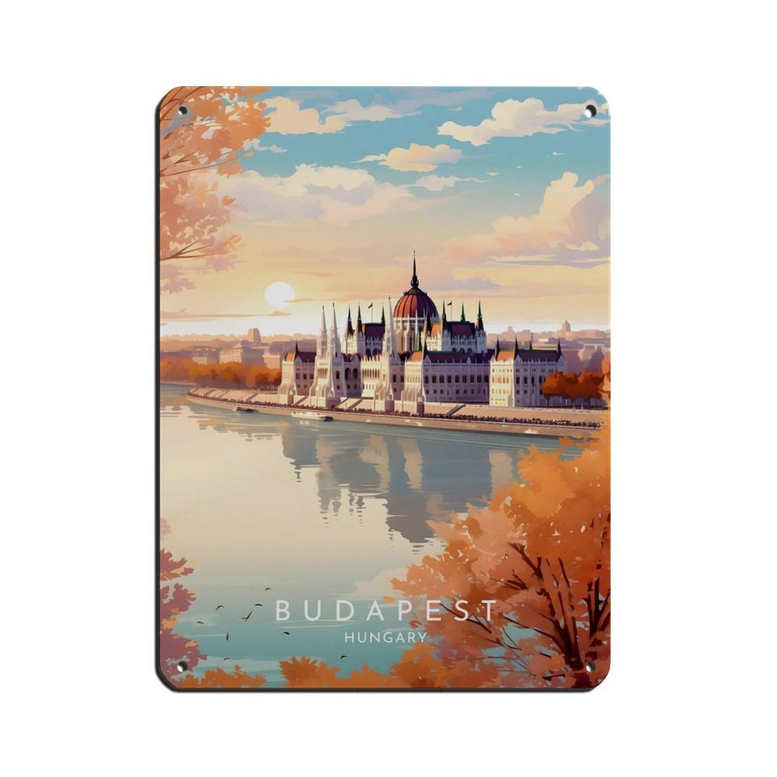 Lxwnze 30L X 40W Cm Budapest Travel- Hungary Tin Sign Vintage Metal Pub Club Cafe Bar Home Wall Art Decoration Poster Retro 12X16inch(30X40cm)