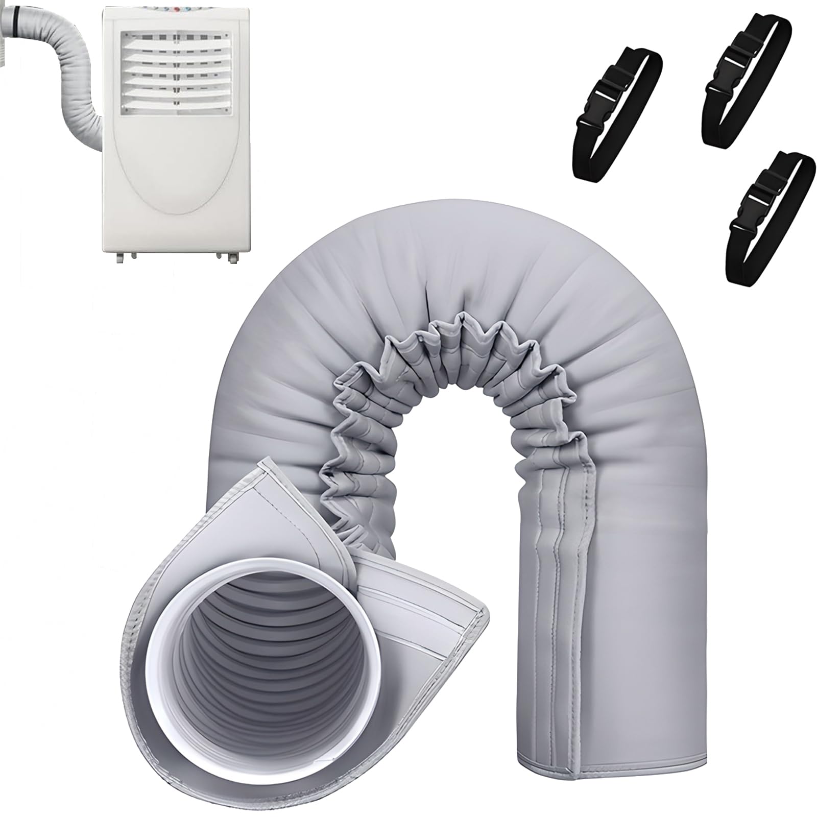 Funda aislante de manguera de aire acondicionado portátil en PVC con 3 bandas elásticas