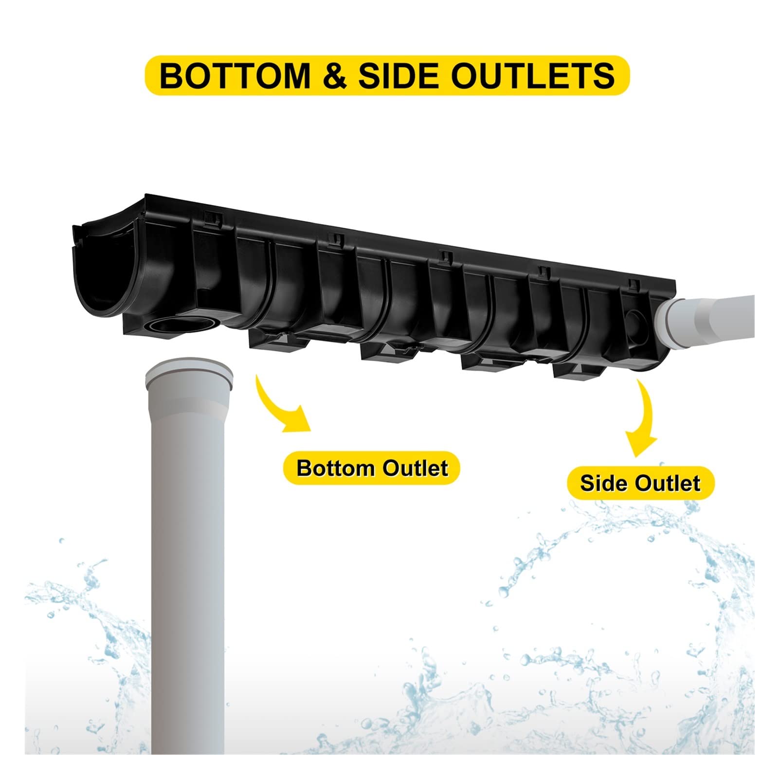 Driveway Trench Drainage Kit System Channel Drain With Plastic Grate 4-6 Pack HDPE Grille Black Garage Floor(5.8x3.1 in 4pack)