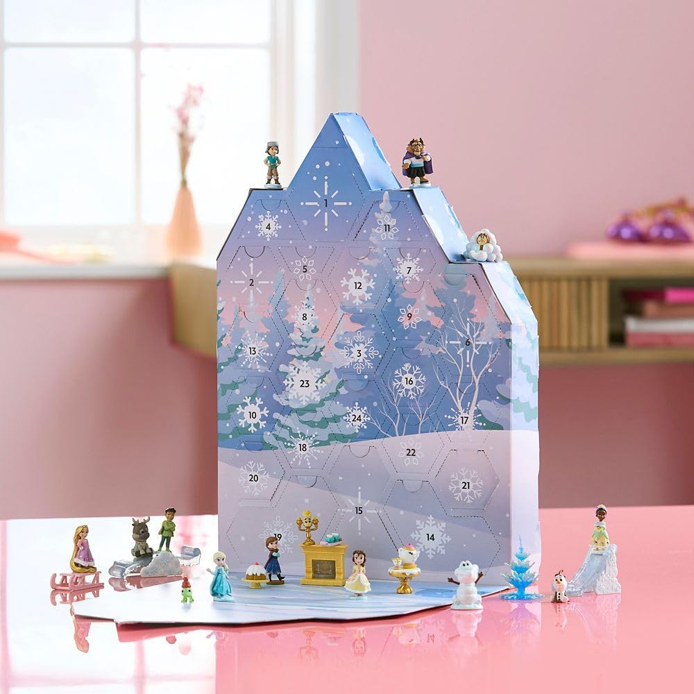 Disney Store Official Once Upon a Story 24-Day Countdown Calendar Micro Figure Set & Props - Christmas Advent Calendar 2025 - Characters from Frozen, Beauty & The Beast, Tangled, & More