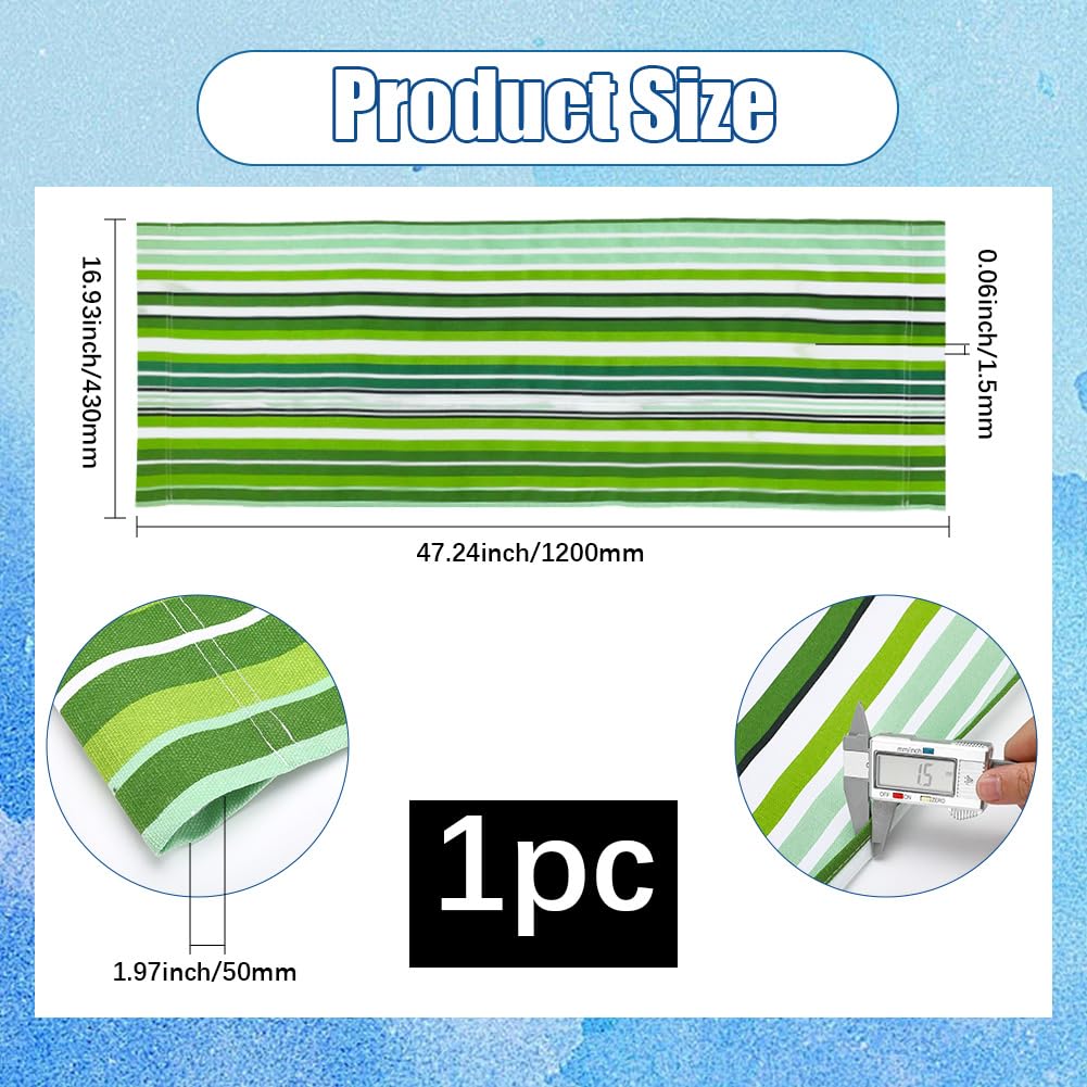 GORGECRAFT 120X43cm Beach Sling Chair Replacement Canvas Outdoor Folding Lounge Chairs Cloth Replacements Portable Reclining Sling Chair Fabric for Sunbathing Garden Courtyard Green Yellow - Image 2