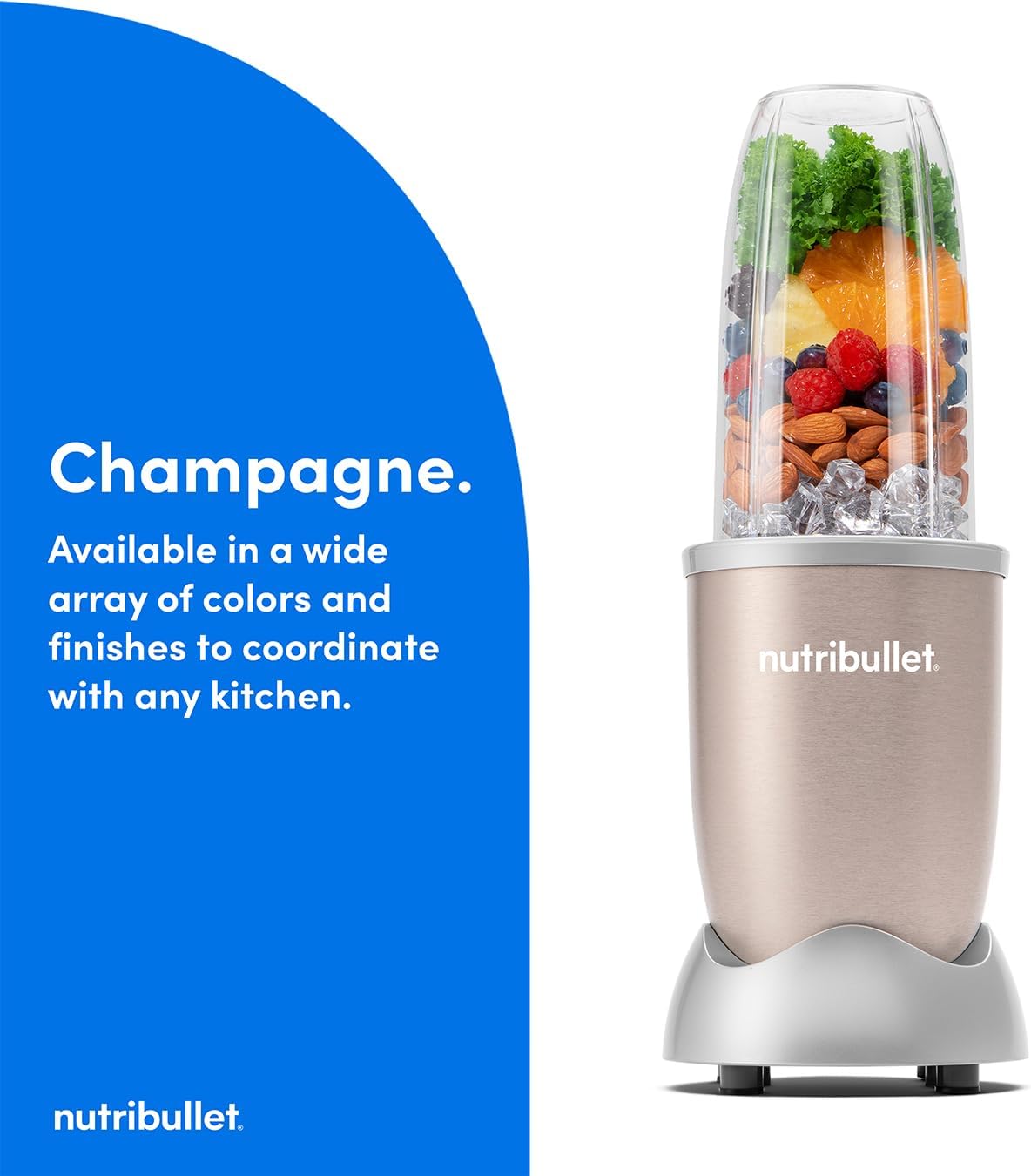 nutribullet Blender 900 Series – Powerful 24,000 RPM Extractor Blends Frozen Fruit, Nuts & Ice – 8 Piece Kit Includes Oversized Cup, Tall Cup, Handled Ring & 2 Lids – For Smoothies & Juices