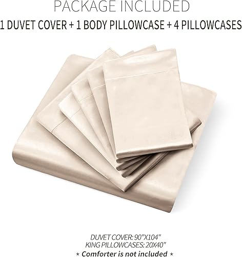 Miniatura 6 de Ersmak Juego de funda de edredón de satén de 6 piezas, tamaño King, de lujo, sedosa, con 1 funda de edredón suave, 4 fundas de almohada King y 1