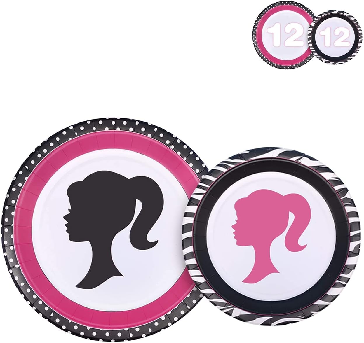 24 counts Girl Party Plates for Babi Plates Birthday Plate 7 Inch 9 Inch, Cake Paper Dessert Set Birthday Party Supplies Decorations
