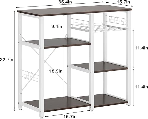 Miniatura 3 de Estante de cocina de 3 niveles de Soges con funciones de soporte para horno de microondas, carrito de almacenamiento y estante para área de trabajo,