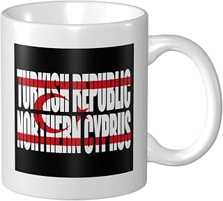 Turkish Republic Of Northern Cyprus Flag Text Word Art Coffe Mugs, Ceramic Tea Cups With Handle For Men Women, Mug Gift Set, Perfect For Coffee, Tea, Hot Cocoa, Milk