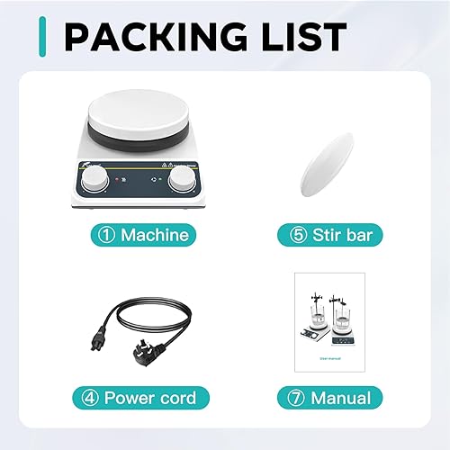 Miniatura 6 de LAB FISH Agitador magnético placa caliente 500.0 °F/500℉ Mezclador magnético de 5 pulgadas 3L perilla Control agitación 200-1500 rpm (sin soporte)