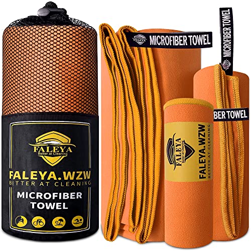 FALEYA.WZW Schnell trocknende Mikrofaser-Handtücher, perfekt für Camping, Reisen und Strand, 3 Größen (121,9 x 61 cm, 61 x 40,6 cm, 30,5 x 30,5 cm), leicht, kompakt, weich, super saugfähig Cover