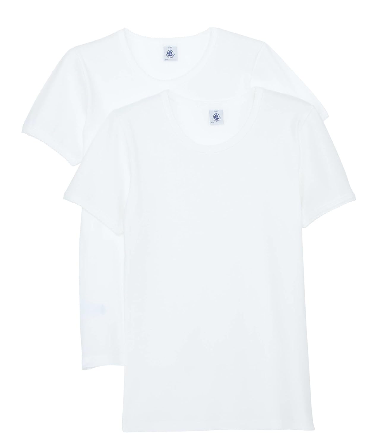 PETIT BATEAU Set of 2 Girl's Short Sleeves White Underwear/Undershirt Sizes 2-18 Style 15039 (Size 8 Style 15039)