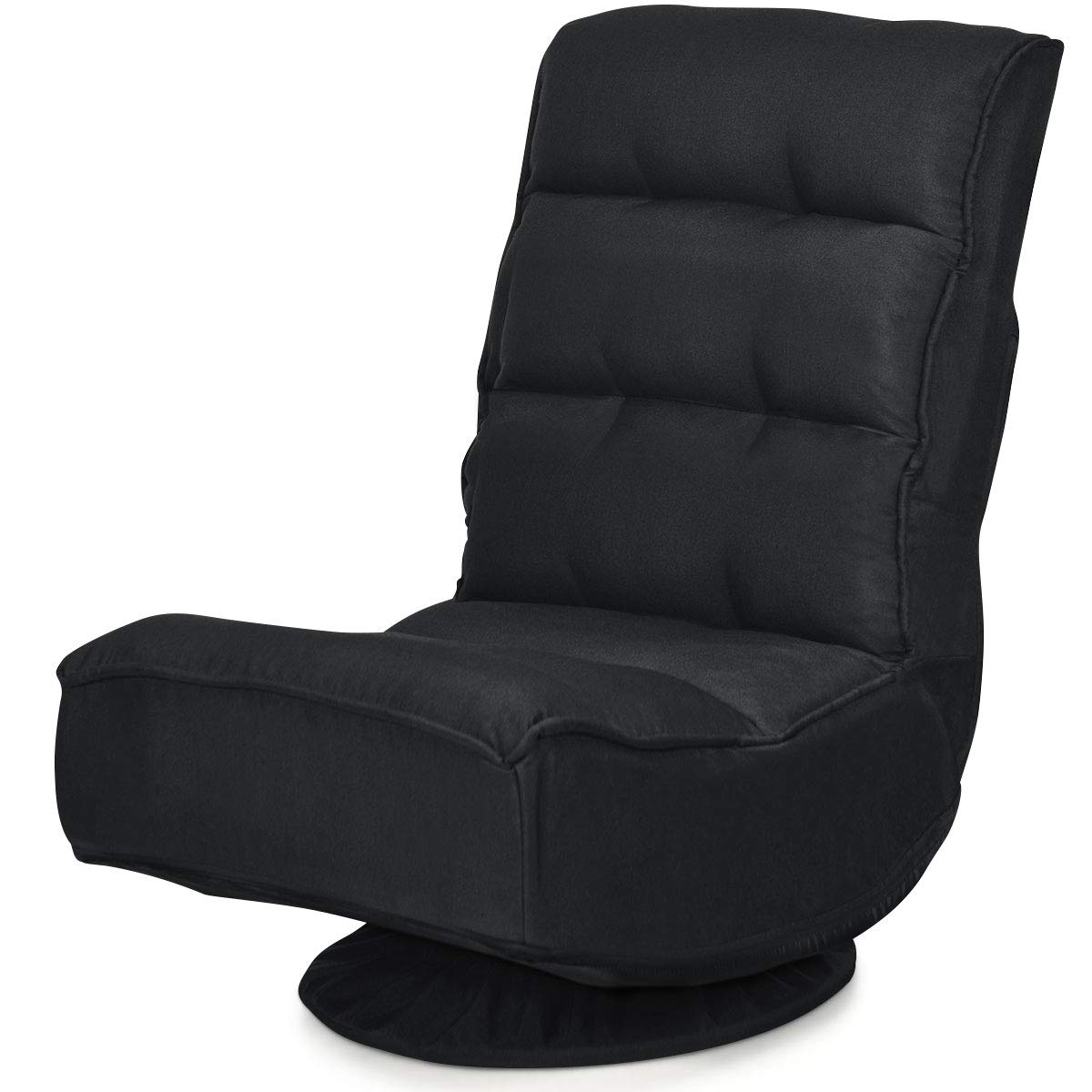LIFEZEAL Silla de Suelo giratoria 360°, Silla de sofá Ajustable de 5 Posiciones, Plegable con Respaldo Ajustable, sin Reposabrazos, soporta hasta 151 kg (Negro)