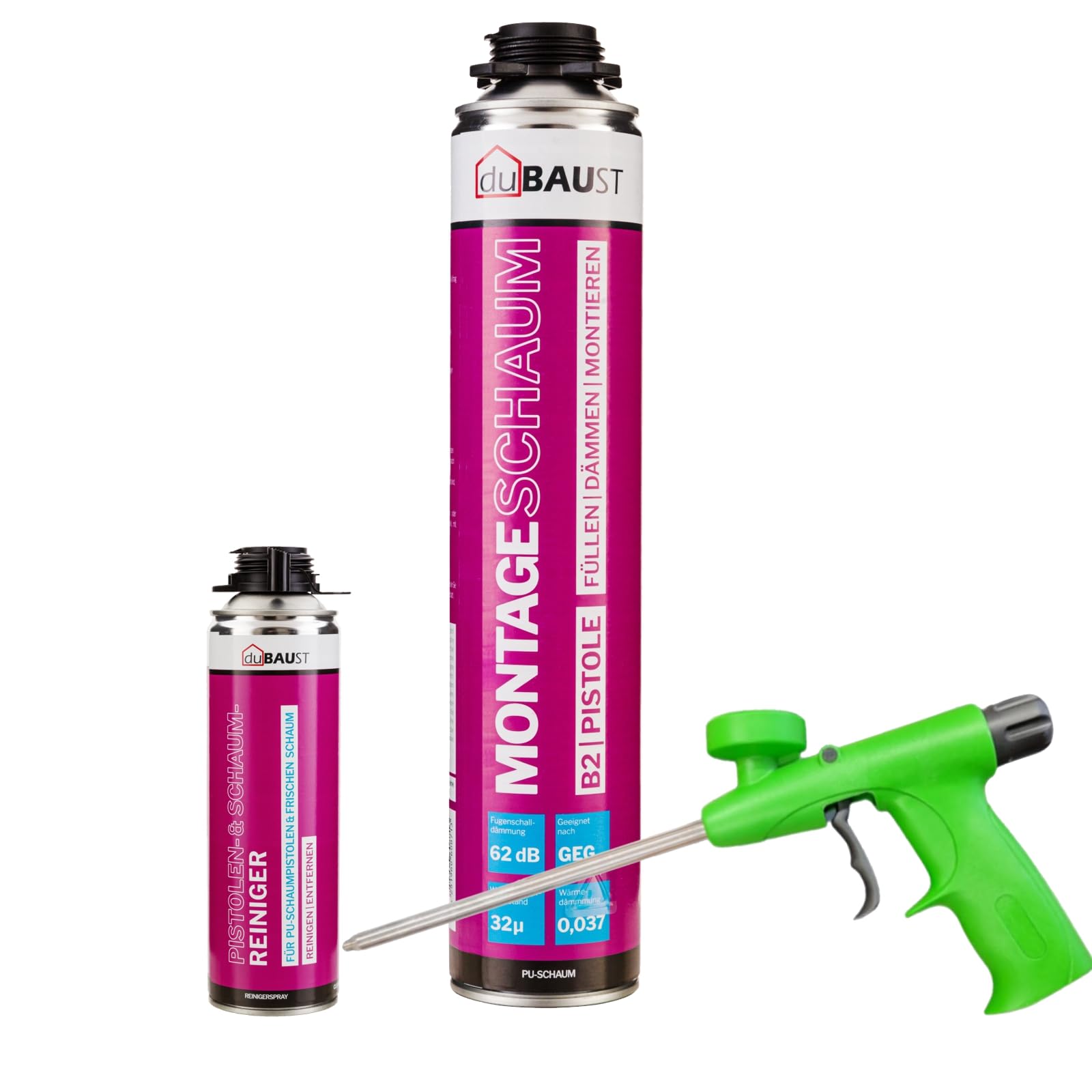MSP24 - Espuma de montaje para pistola, 750 ml, de poliuretano, aislamiento acústico, aislamiento térmico, B2 (con limpiador PRS24 500 ml + pistola de espuma estándar, 1 x 750 ml)