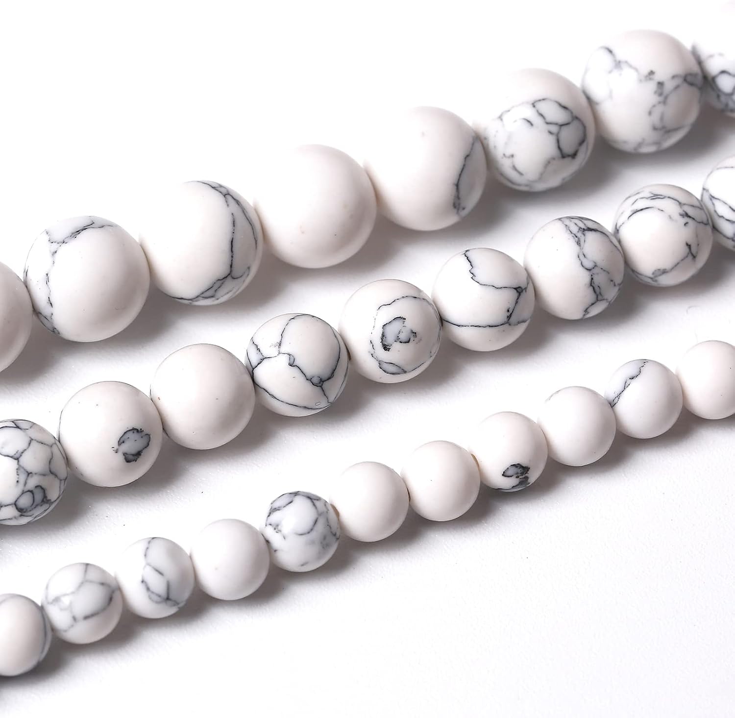 32PCS 12MM White Howlite Turquoises Round Loose Beads Natural Gemstone Beads for Jewelry Making DIY Bracelet Necklace 15" image 2