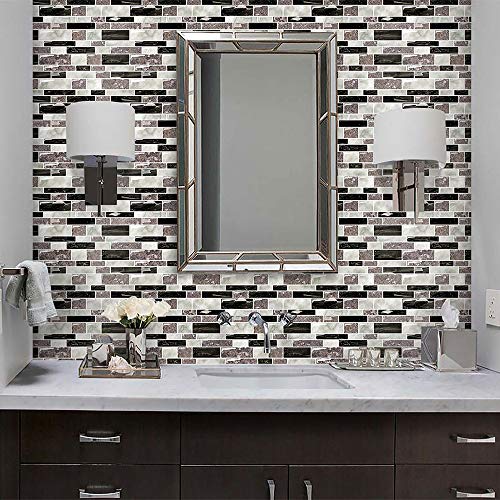 STICKGOO Marble Look Peel and Stick Tile Backsplash, Kitchen Backsplash Peel and Stick, Decorative Self Adhesive Backsplash Tiles in Granite (Pack of 1, Thicker Design) - Thumbnail 3