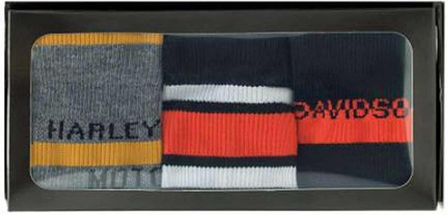 Harley-Davidson Men's 3-Pairs Moisture Wicking Boxed Riding Socks - Gray/Black