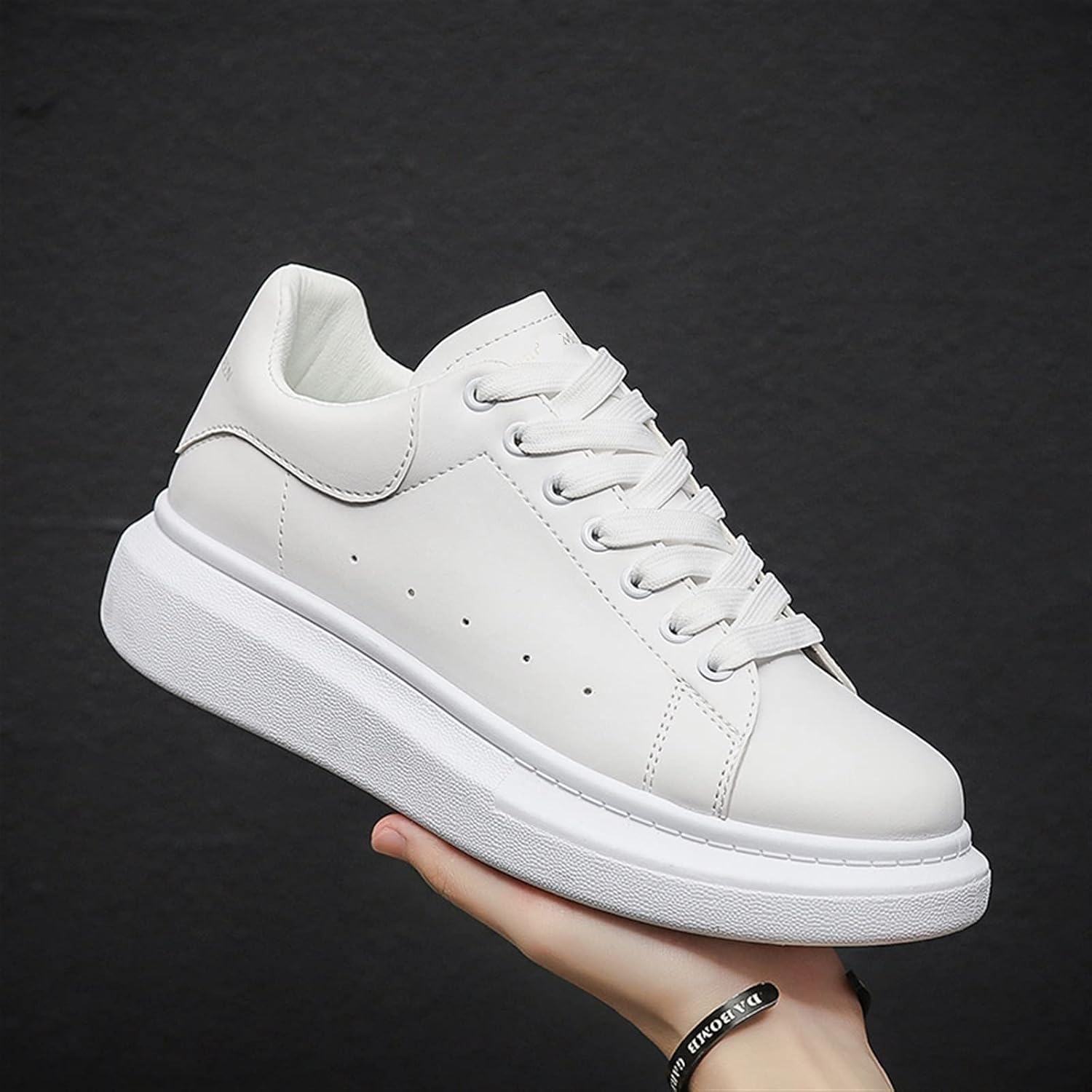 LUCIY Workout Shoes for Men Small White Shoes Men's Thick Soled Sneakers Outdoor Leisure Running Sneakers Non Slip Flat Shoes (Color : Hortel�, Size : 43)