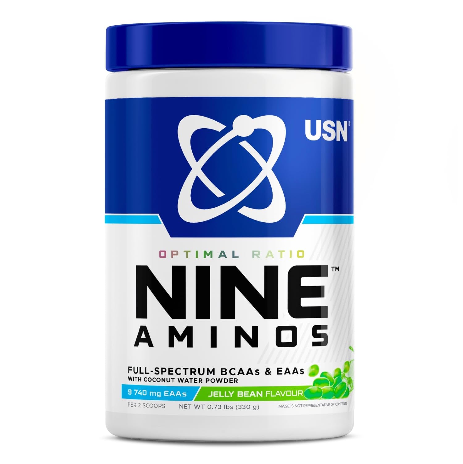 USN Nine Aminos – BCAA Amino Acids & EAA Essential Amino Acids Powder with Added Magnesium & Coconut Water Powder to Support Recovery and Hydration. Jelly Beans Flavour (330g – 30 Servings)